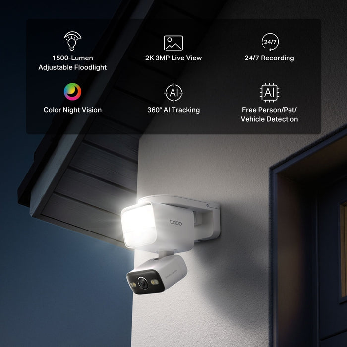 TP-Link Tapo C710 2K Outdoor Pan/Tilt Floodlight Security Camera 1500 Lumens | TAPO C710