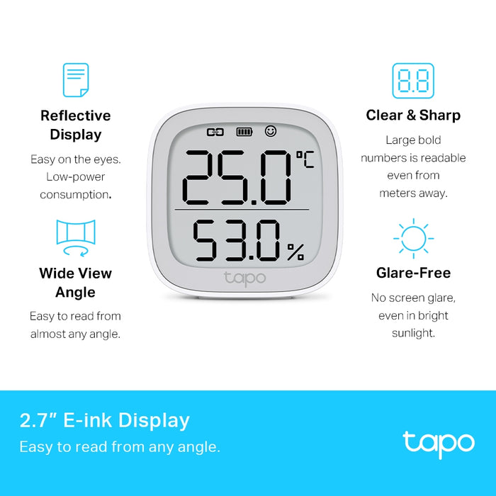 TP-LINK TAPO T315 E-INK DISPLAY TEMPERATURE AND HUMIDITY MONITOR WORKS WITH  OTHER TAPO DEVICES (SAMRT HOME)