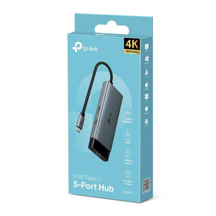 TP-Link UH5020C 5-in-1 USB-C Hub with 4K 60Hz HDMI and 100W Power Delivery | UH5020C