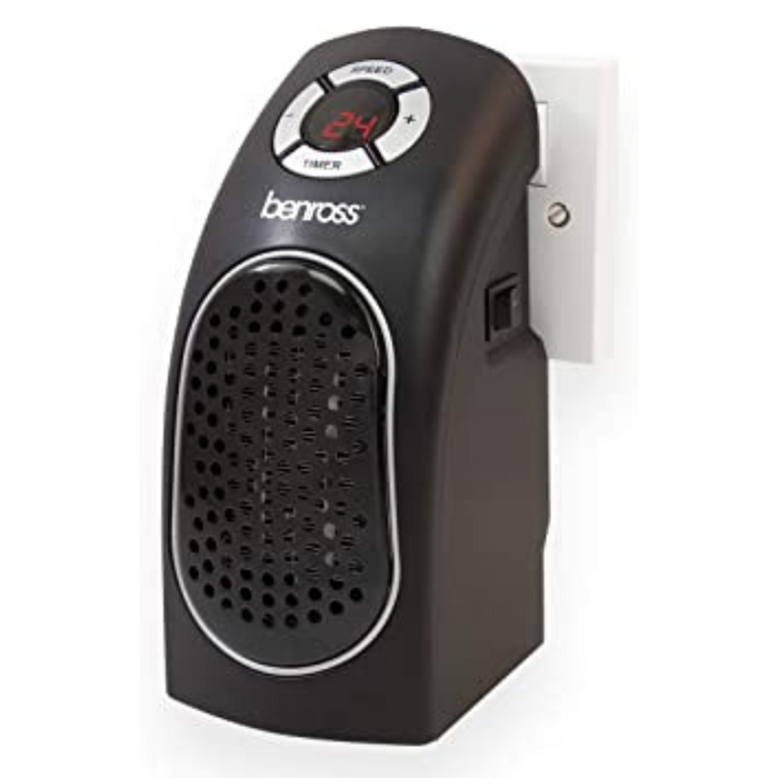 BENROSS PTC Plug-in 400W Heater 12Hr Timer - Black | 41499