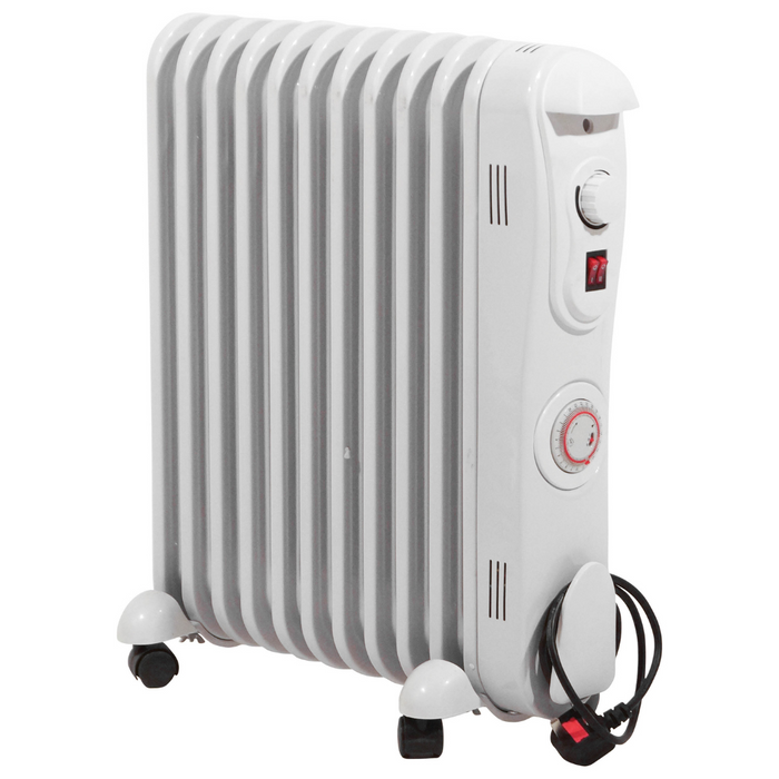 Prem-I-Air Fin Oil Filled Radiator 2.5 kW 11 with 24 Hour Timer | EH1846
