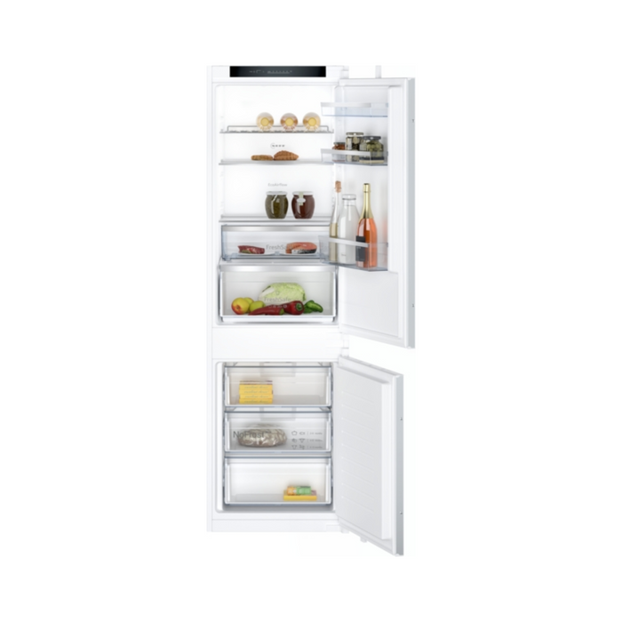 Neff N 50, built-in fridge-freezer with freezer at bottom, 177.2 x 54.1 cm, sliding hinge | BSH KI7862SE0G