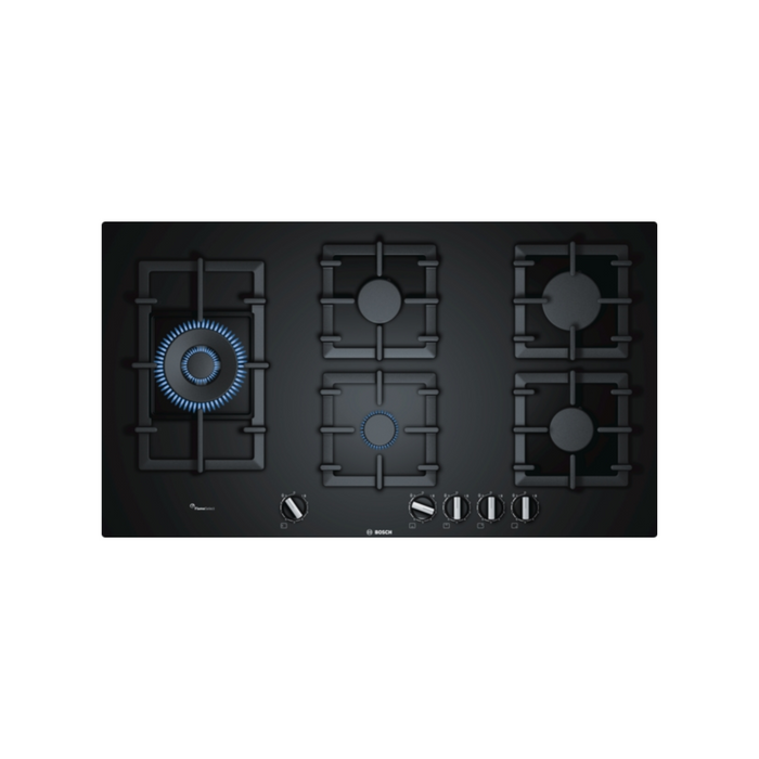 Bosch Series 6, Gas hob, 90 cm, Tempered glass - Black | BSH PPS9A6B90