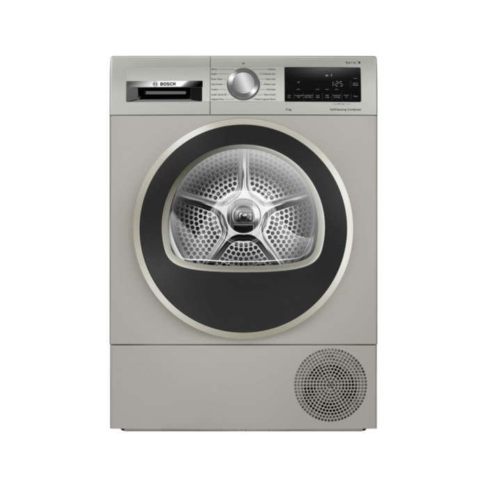 Bosch Series 6, Heat pump tumble dryer, 9 kg - Silver Inox | BSH WQG245S9GB