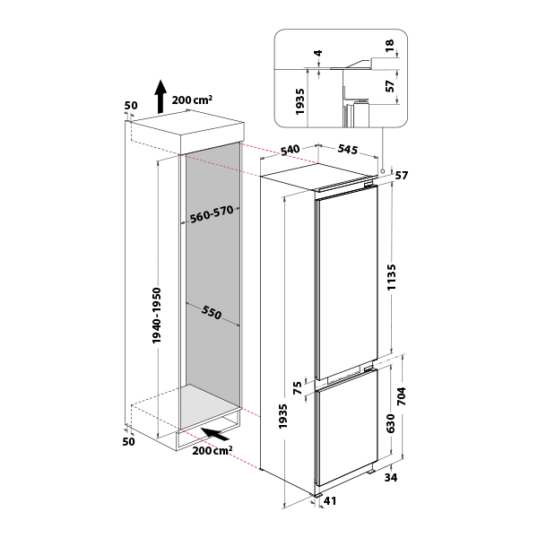 Whirlpool Built-in Fridge Freezer |  WHC20 T322 UK