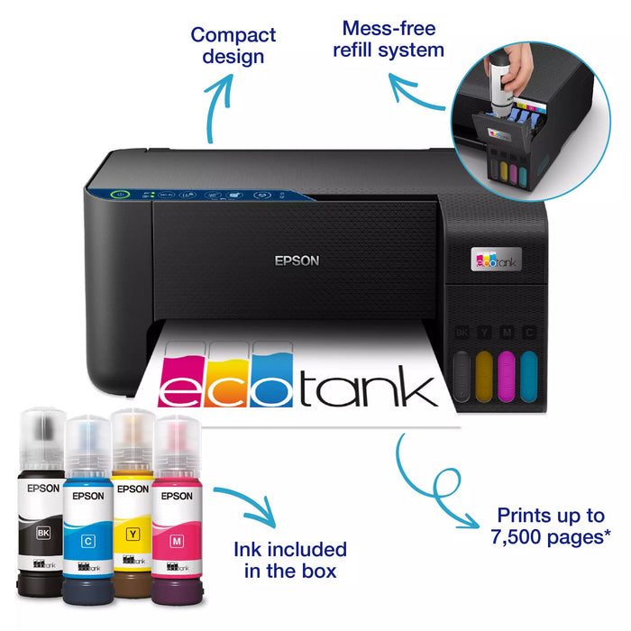 Epson EcoTank ET-2861 A4 Multifunction Wi-Fi Ink Tank Printer - Black | C11CJ67426