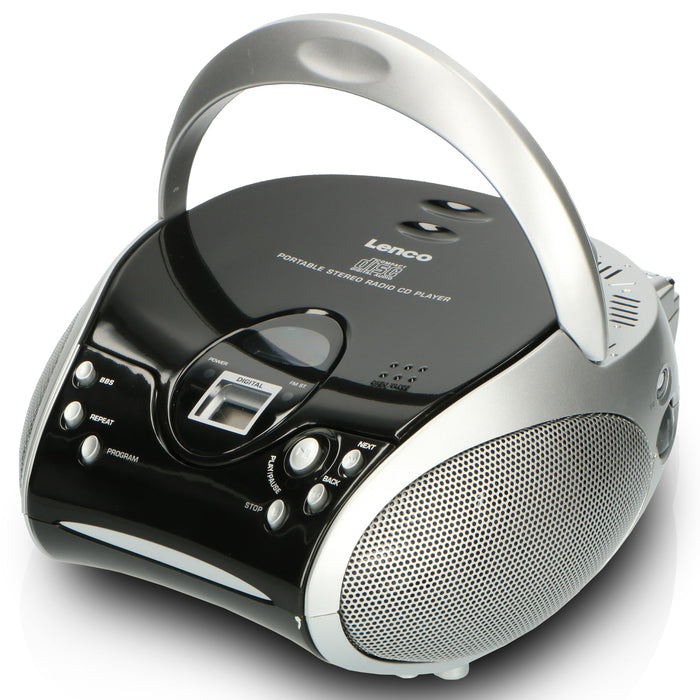 Lenco SCD-24 Portable Stereo FM Radio With CD Player - Black/Silver | SCD24B