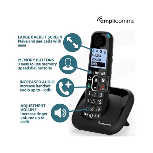 Amplicomms Big Button Cordless Home Phone - Black | ATL1423440
