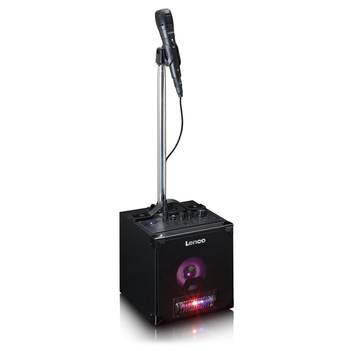 Lenco Bluetooth 5.0 Karaoke Speaker with LED light animation and Microphone Stand || BTC-070BK