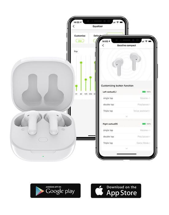 Boompods Bassline Compact Wireless Earbuds - White | BCOWHT