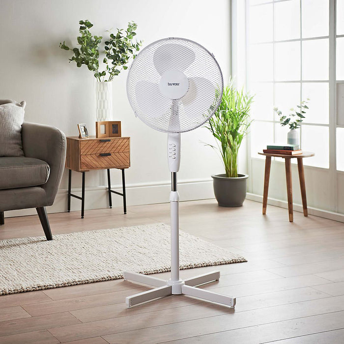 BENROSS Fan Benross 16" Oscillating Pedestal Fan - White | 43930 IRWINS MEGASTORE