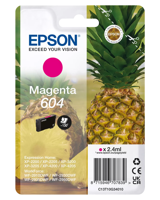 EPSON 604 Pineapple Ink - Magenta | C13T10G34010