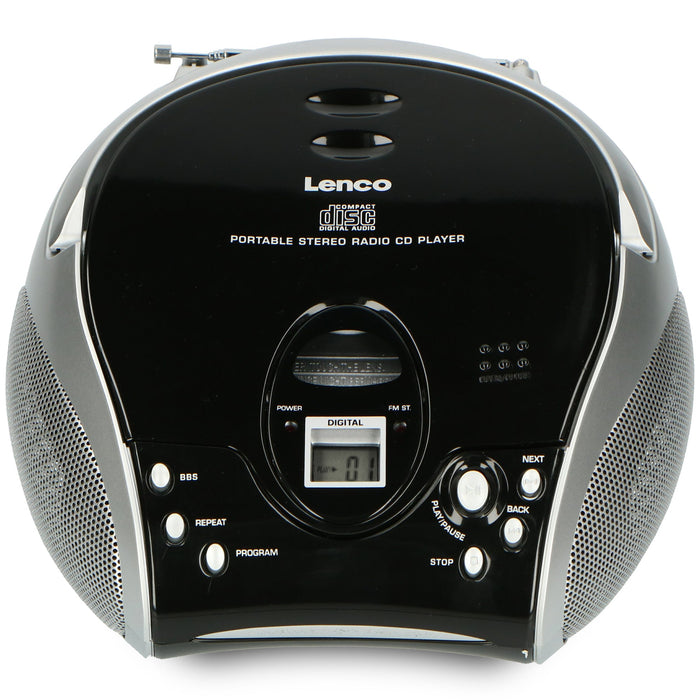 Lenco SCD-24 Portable Stereo FM Radio With CD Player - Black/Silver | SCD24B
