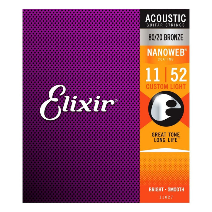 Elixir Acoustic Nanoweb 80/20 Bronze Custom Light | E11027