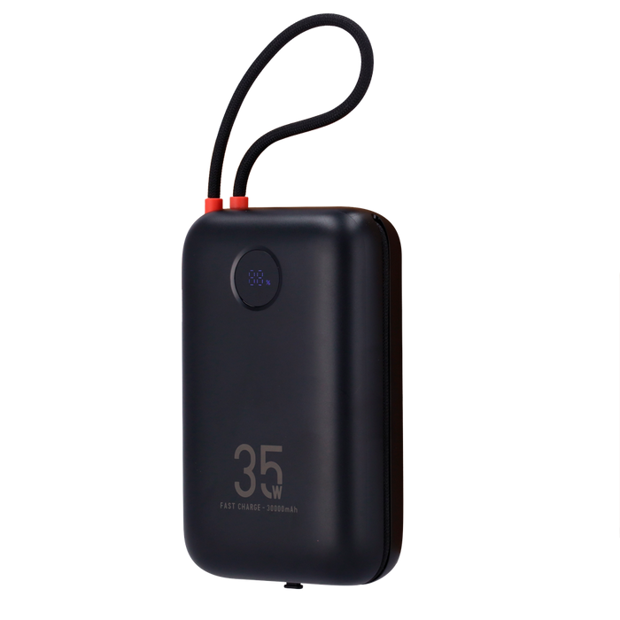 Veger K3 30000mAh 35W PD Power Bank with Built-in USB-C and Lightning Cables - Black | W3018