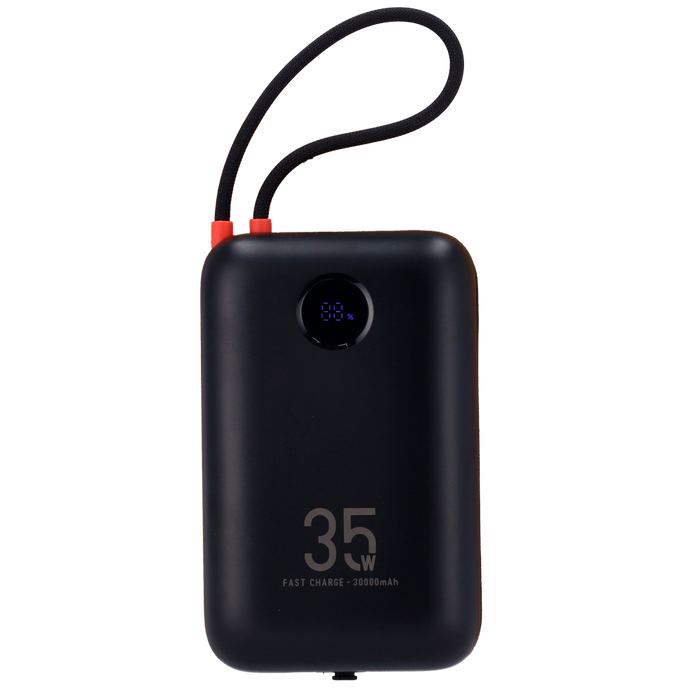 Veger K3 30000mAh 35W PD Power Bank with Built-in USB-C and Lightning Cables - Black | W3018
