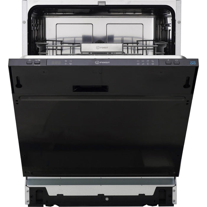 Indesit Integrated Full Size Dishwasher - Black Control Panel with Fixed Door Hinge Kit | IN2IE13CNO8UK