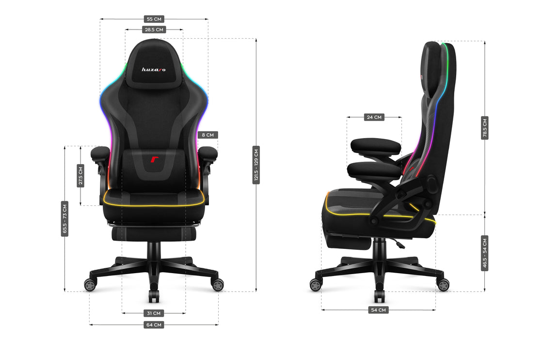 *OPEN BOX* Huzaro Force 4.6 Black Mesh RGB Smart Gaming Chair | FORCE 4.6 BL