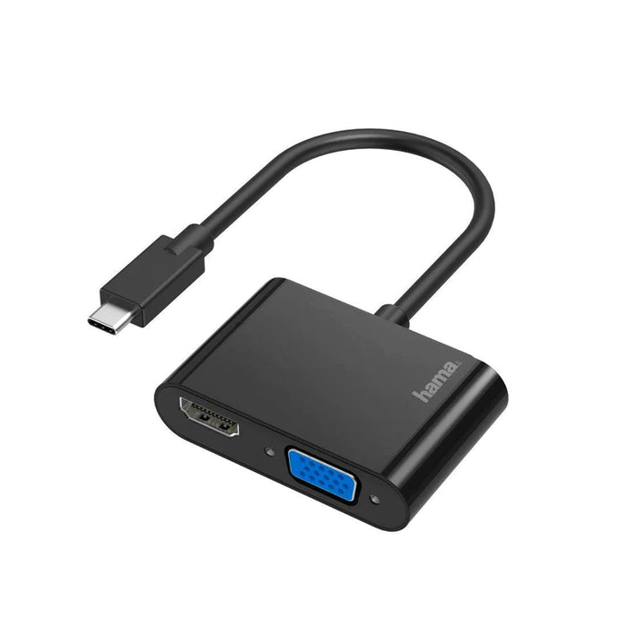 Hama 2-In-1 4K Ultra HD USB-C Plug Video (VGA & HDMI) Adapter - Black || 437143
