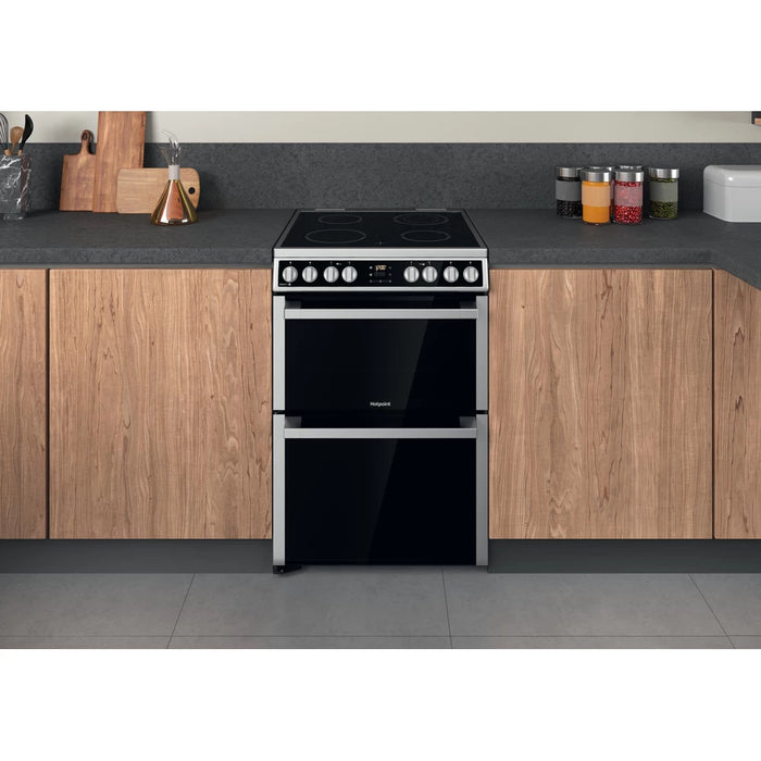 Hotpoint 60CM Electric Freestanding Double Cooker - Inox | HDM67V8D2CX/UK