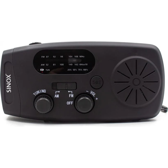 SInoX SX Radio Solo Dynamo Emergency FM/AM/SW Radio with Solar, Hand Crank, LED Torch and 2000mAh Power Bank | 056526