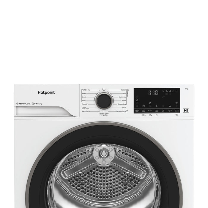 Hotpoint 9kg HeatPump Tumble Dryer With PetHairCare - White | HHDW90WWIRE