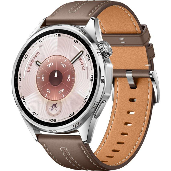Huawei Watch GT 6 46mm Smartwatch - Stainless Steel/Brown Strap | 55020FTW
