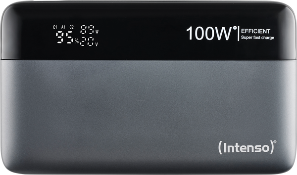 Intenso HE20000 20000mAh 100W Power Bank with LED Display, USB-C PD 3.0 - Anthracite | 7350050