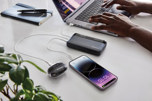 Intenso HE20000 20000mAh 100W Power Bank with LED Display, USB-C PD 3.0 - Anthracite | 7350050