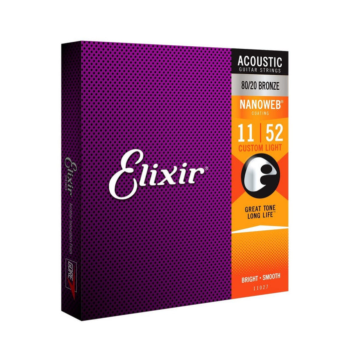 Elixir Acoustic Nanoweb 80/20 Bronze Custom Light | E11027