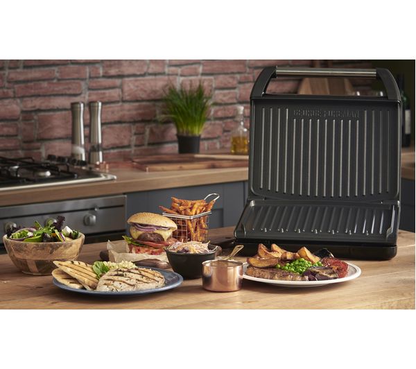 George Foreman Entertaining Large Steel Health Grill - Black | 25052