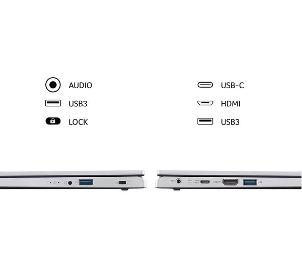 ACER Aspire 3 15.6" Laptop - AMD Ryzen 3, 128 GB SSD - Silver | NX.KDEEK.00R