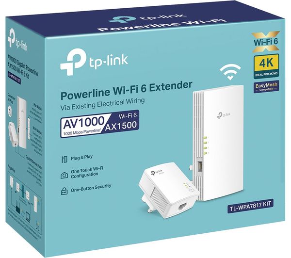 TP-Link TL-WPA7817 KIT AV1000 Powerline Adapter with AX1500 Wi-Fi 6 Extender - Twin Pack | TL-WPA7817 KIT