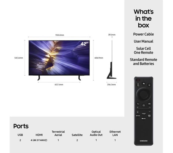 Samsung 42" OLED S90F 4K Vision AI Smart TV (2025) | QE42S90FAEXXU