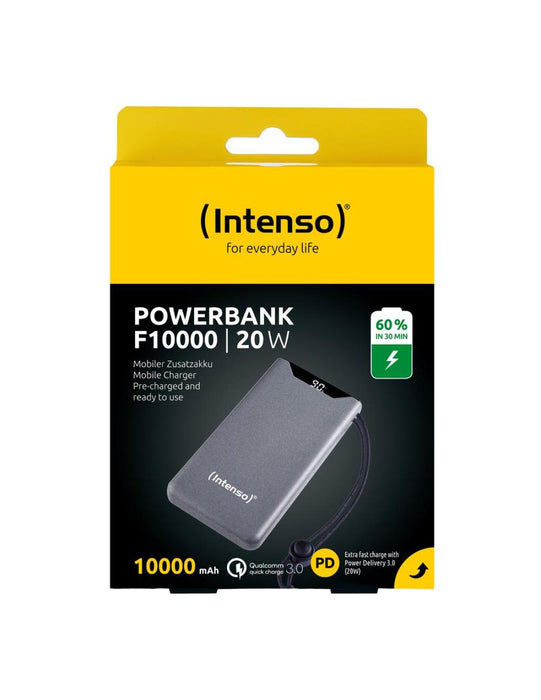 Intenso F10000 Power Bank 10000mAh 20W USB-C Power Delivery with Display - Grey | 7332034