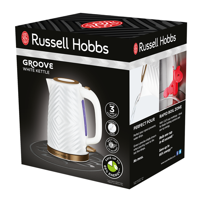 Russell Hobbs Groove Kettle - Electric Kettle - White | 26381