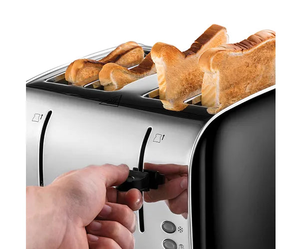 RUSSELL HOBBS Stainless Steel Black 4 Slice Toaster | 28360