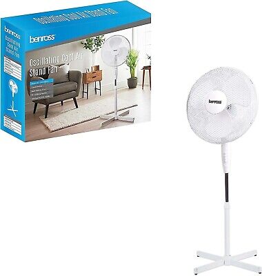 BENROSS Fan Benross 16" Oscillating Pedestal Fan - White | 43930 IRWINS MEGASTORE
