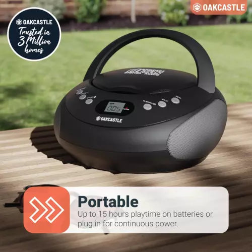 Oakcastle Portable Bluetooth CD Boombox with FM radio - Black | 10763