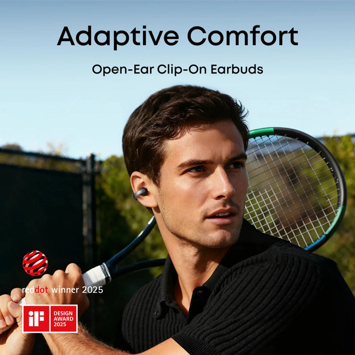 Soundcore AeroClip Open-Ear Clip-On Earbuds with Bluetooth 5.4, 4-Mic Calls and 32 Hours Playback - Black | A3388G11