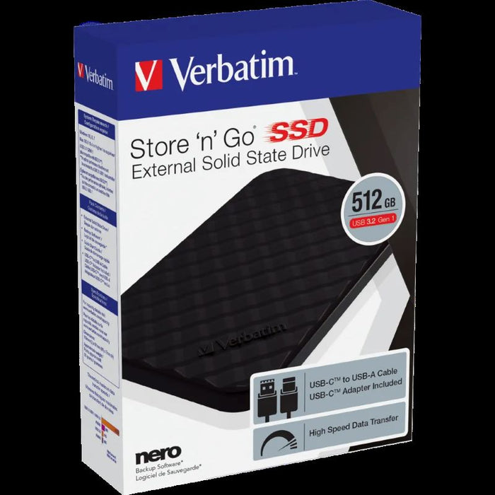 Verbatim External SSD 512GB Store ‘n’ Go Portable SSD USB 3.2 | 53250