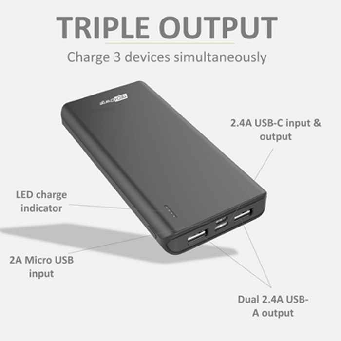 TechCharge Triple Port 10.000ma Portable Charger | TC1751