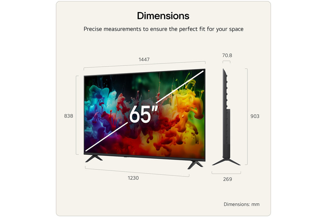 LG 65" QNED72 AI Mini LED 4K Smart TV (2026) | 65QNED72B6B.AEI