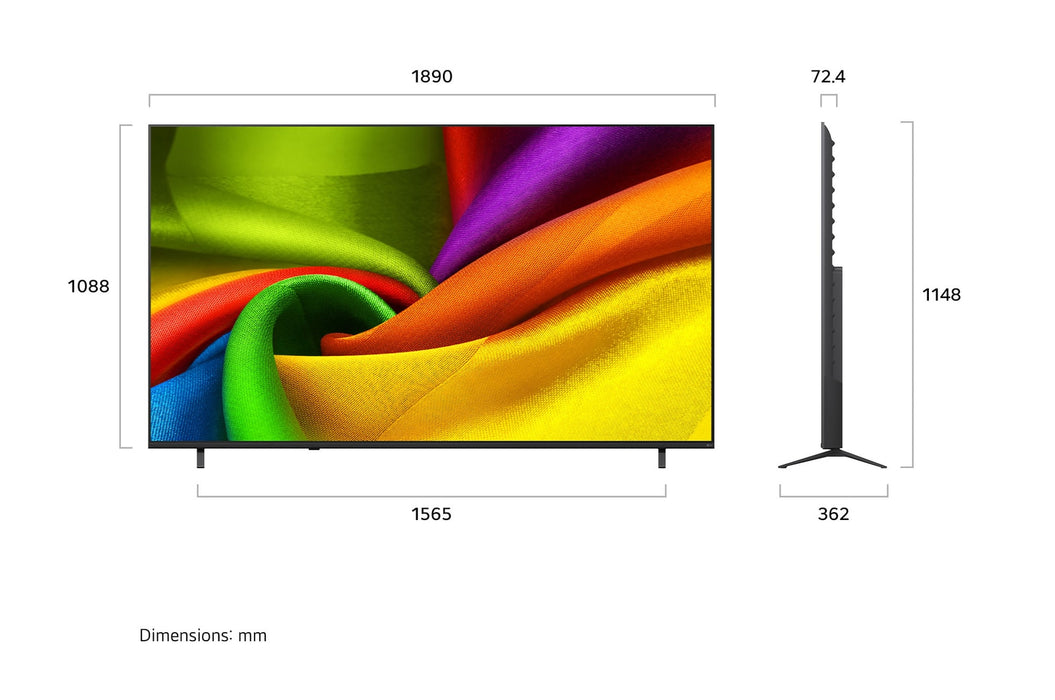 LG NANO 85" NU85 AI 4K Ultra HD Smart TV (2026) | 85NU850B6LA.AEI