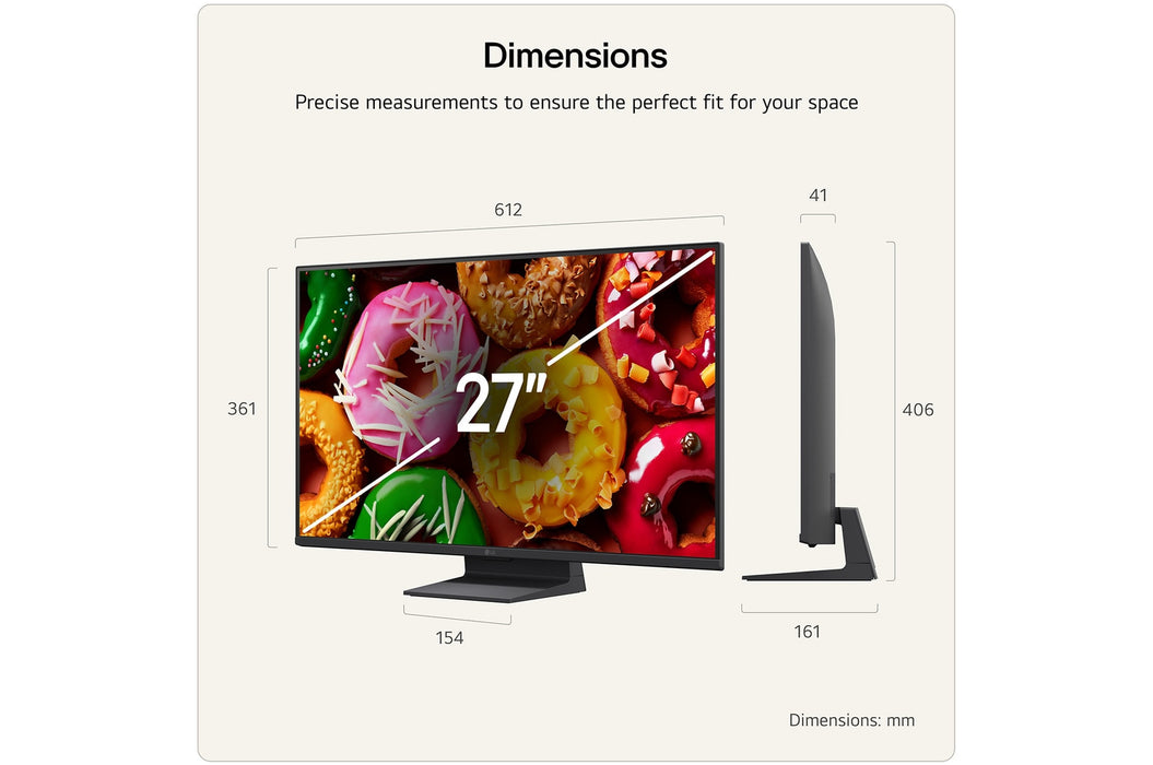 LG 27" LB70 AI Full HD 120Hz Smart TV (2026) with webOS 26 and Alpha 5 Gen9 Processor - Black | 27LB70006LA.AEI