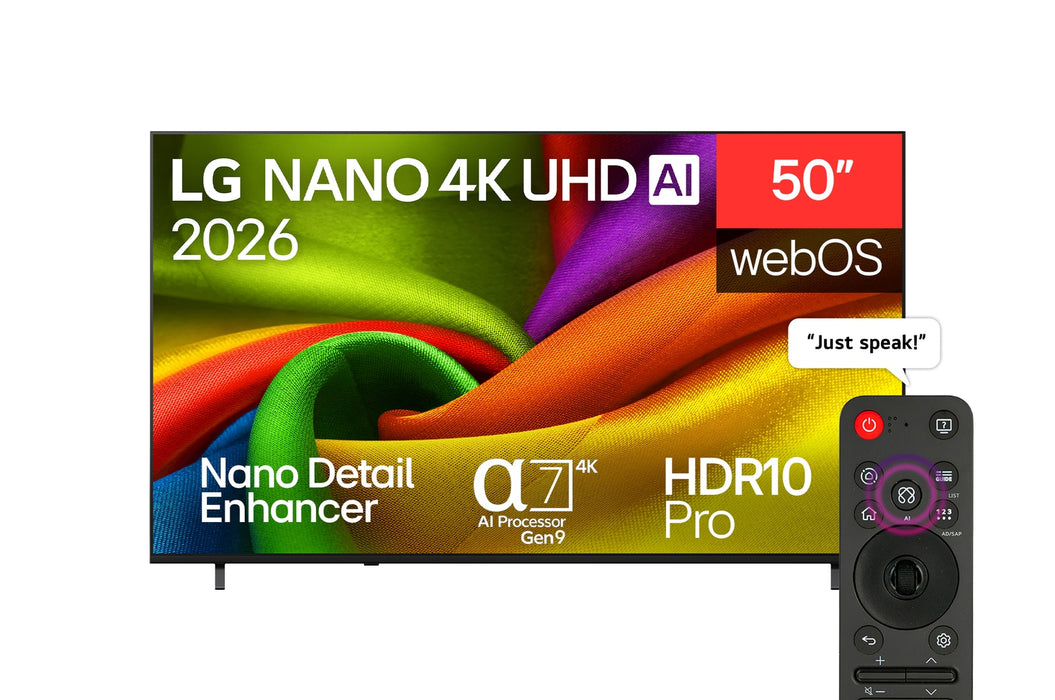 LG 50" NANO 4K Ultra HD AI NU85 Smart TV (2026) | 50NU850B6LA.AEI