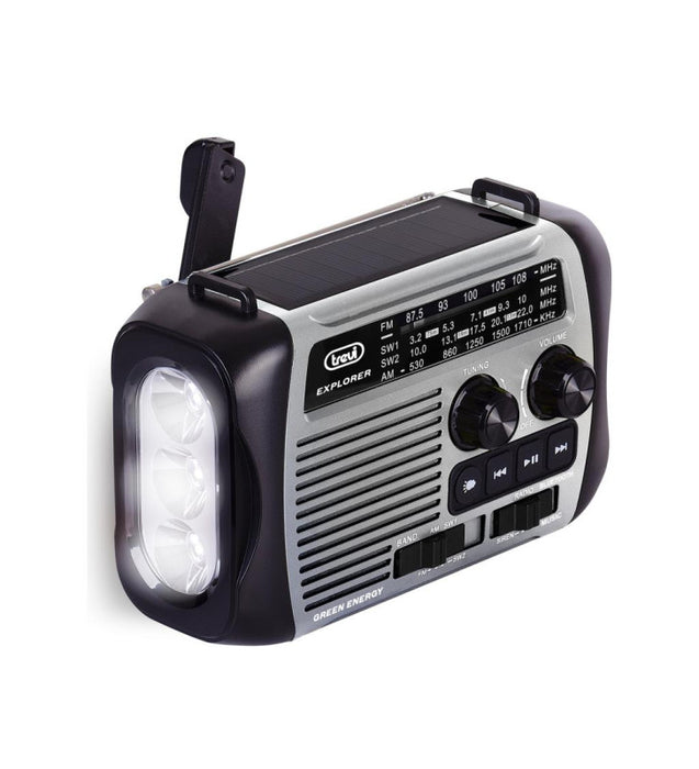 TREVI Radio Trevi Explorer Dynamo Solar Radio - Grey | 040714 IRWINS MEGASTORE