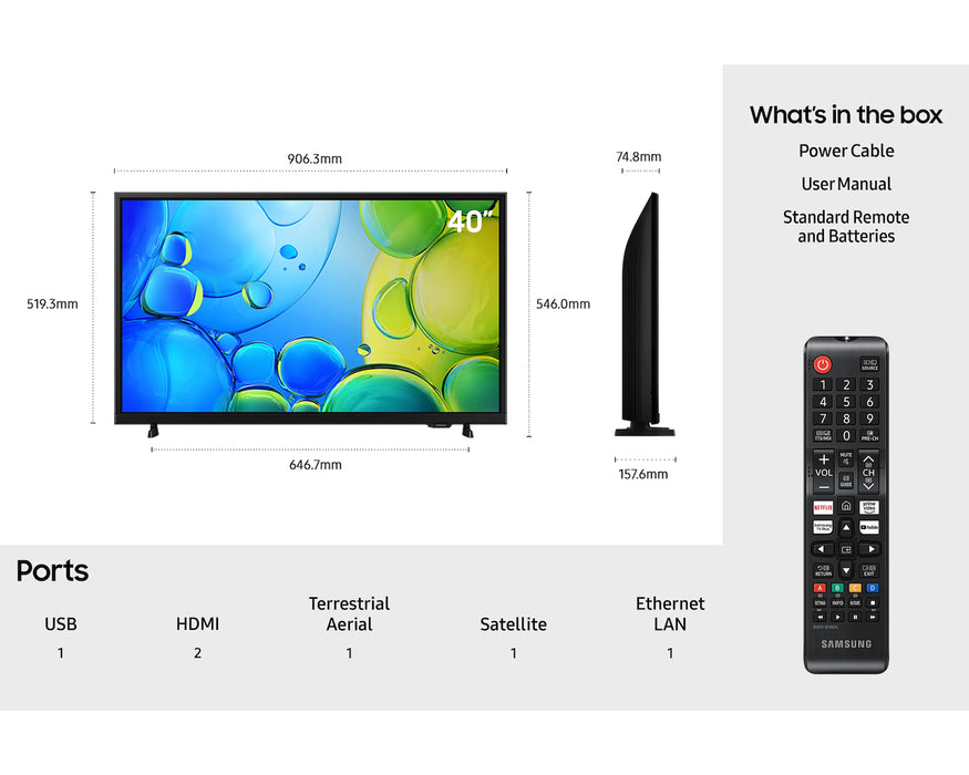 Samsung 40" Smart Full HD HDR LED TV | UE40F6000FKXXU