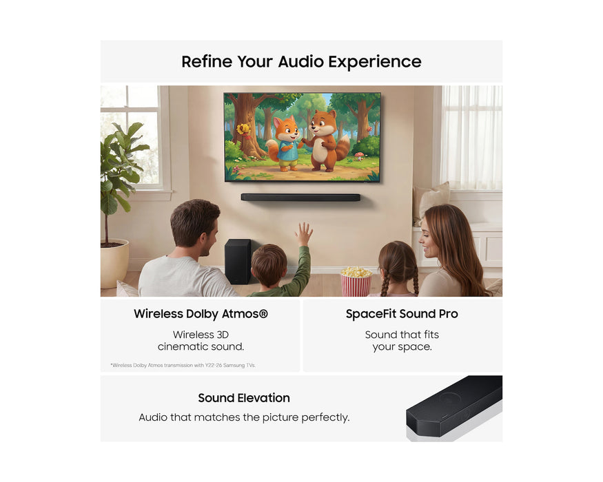 Samsung Q-Series HW-Q600H 3.1.2ch Dolby Atmos Soundbar with Wireless Subwoofer - Black | HW-Q600H/XU
