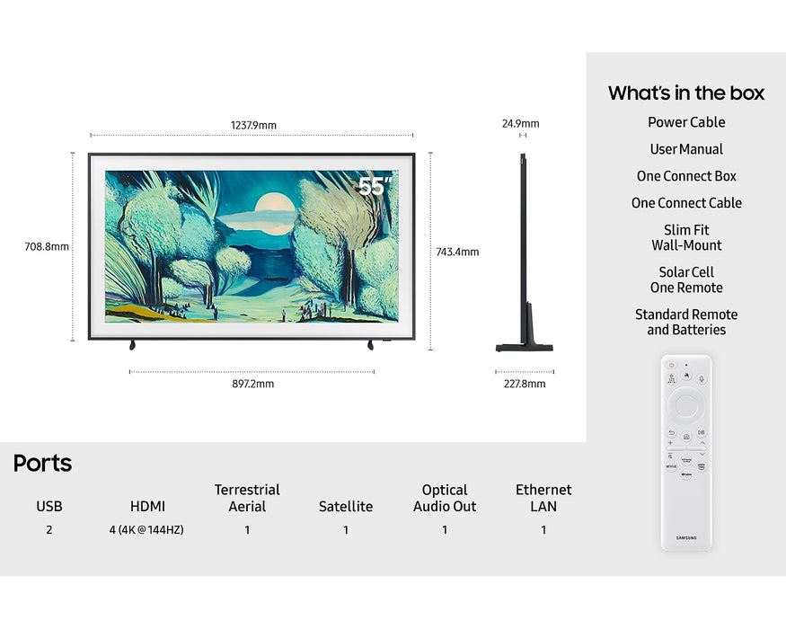 Samsung 55” The Frame LS03D QLED 4K Art Mode Smart TV (2025) | QE55LS03FAUXXU